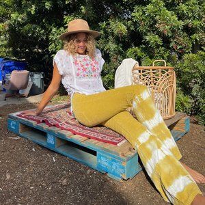 Retro Yellow Free People Pull on Flares